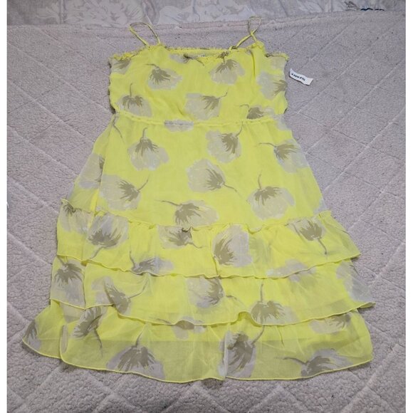Old Navy XL Tall Yellow Floral Ruffle Camisole Dress 100% Polyester‎ NWT - Picture 2 of 14